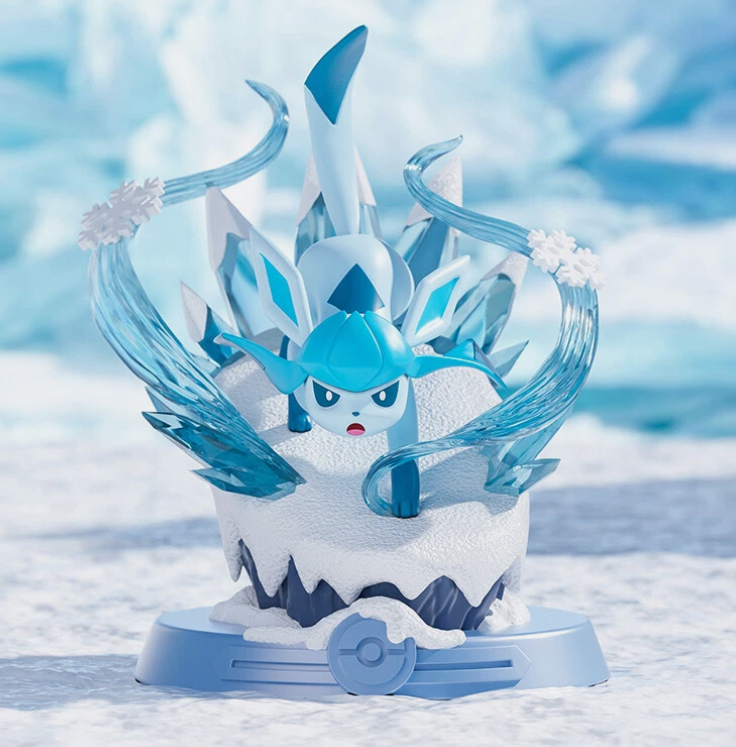 Toy figure of a character with icy design on a snowy background
