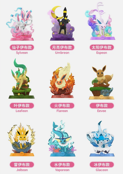 Collection of colorful figurines with labels in a grid layout
